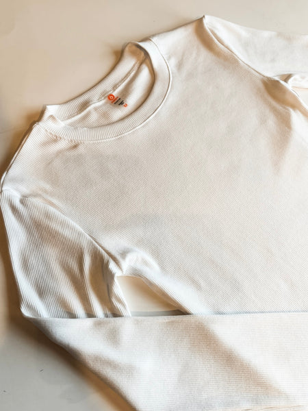 Mella Micro-Ribbed Long Sleeve - Off White