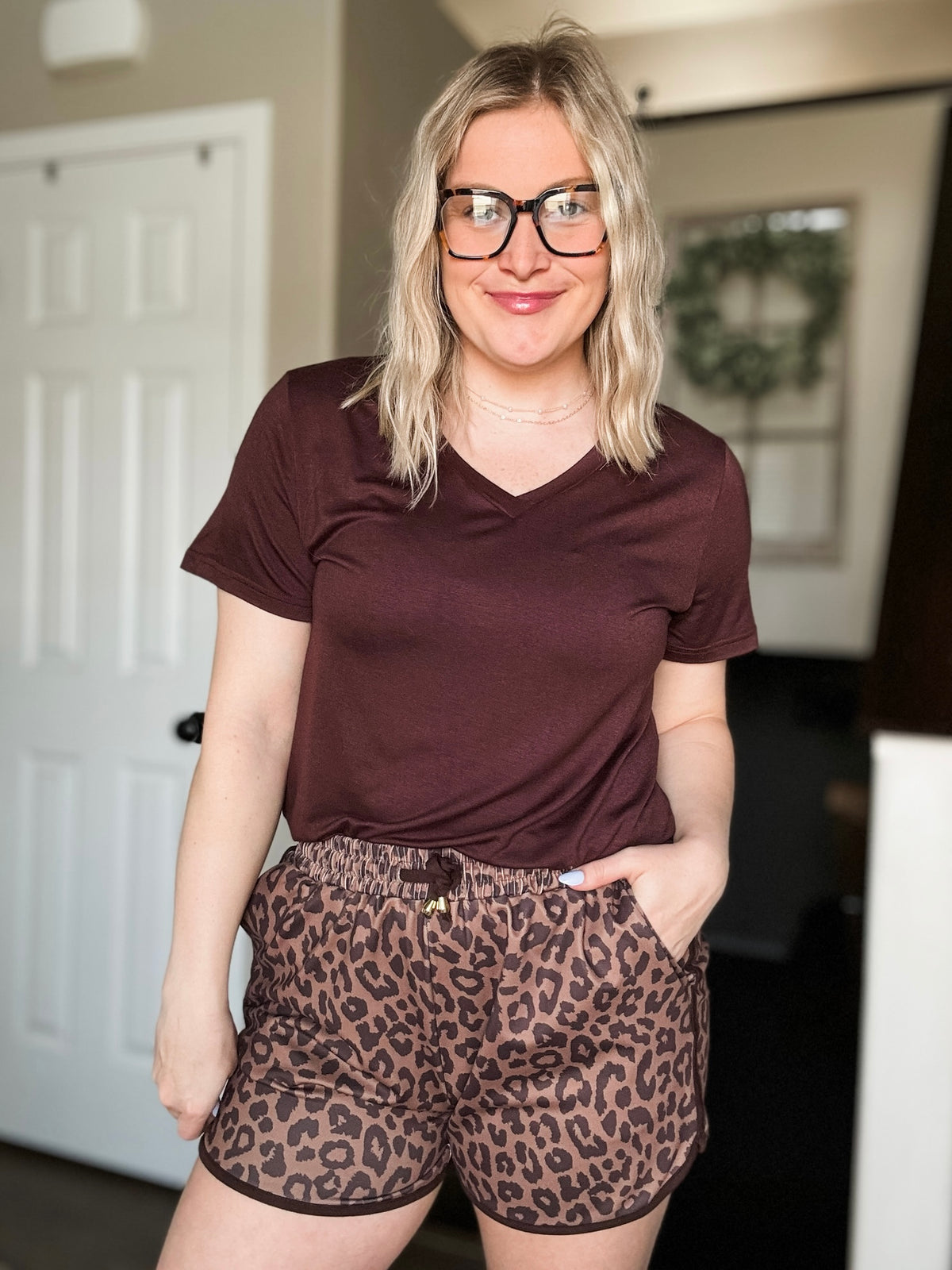 Aari Drawstring Shorts - Coco Leopard - SIZE LARGE