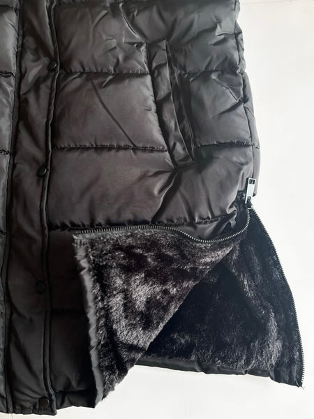 Brendi Black Long Puffer Vest - Black