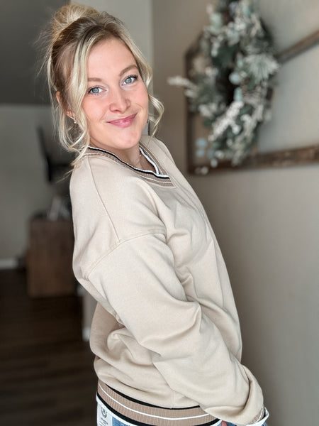 PREORDER Ashley Varsity V Neck Pullover