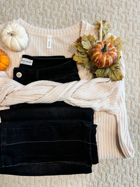 Baylor Waffle Knit Top - SIZE LARGE