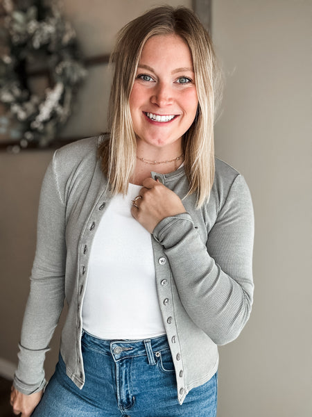 Sylvia Button Front Ribbed Top