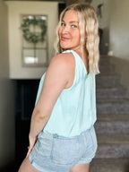 Zaria Billowy Strap Accent Tank - Aqua