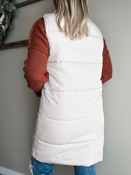 Tahoe Longline Puffer Vest - Cream