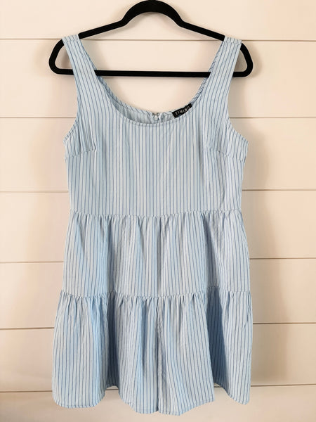 Delphine Pinstripe Tiered Romper