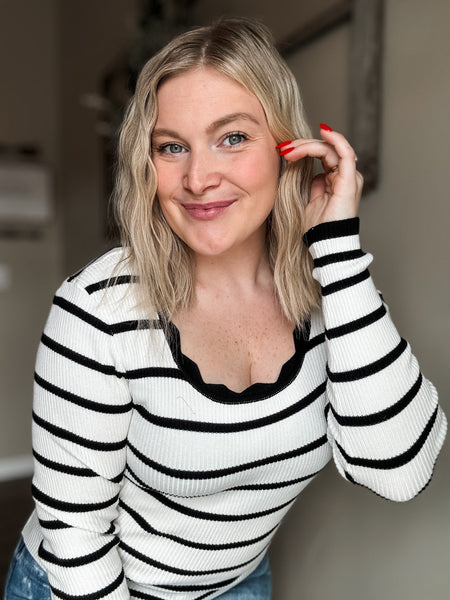 PREORDER Kolin Scalloped Stripe Long Sleeve