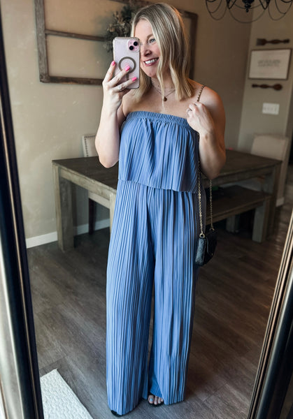 Venezia Pleated Strapless Jumpsuit