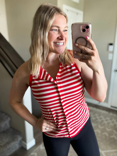 Orli Stripe Button Tank