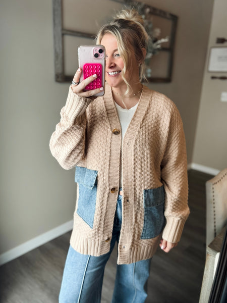 PREORDER Keely Denim Pocket Cardigan