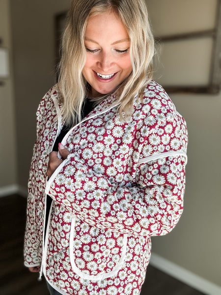 Fiora Floral Quilted Jacket - SIZE MEDIUM