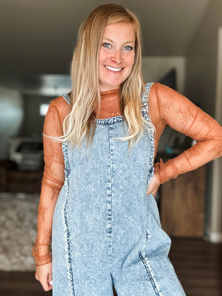 Reggie Washed Denim Overall Jumpsuit