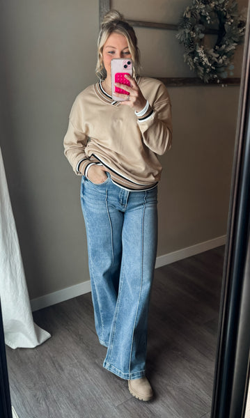 PREORDER Ashley Varsity V Neck Pullover