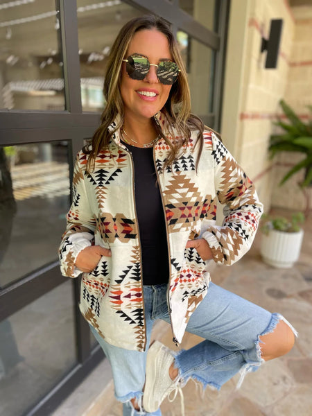 PREORDER Deidre Aztec Zip Up Jacket