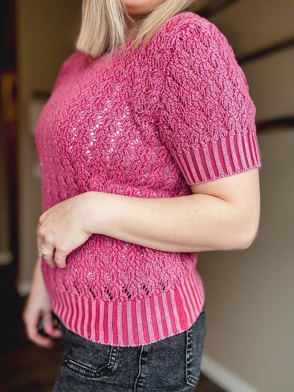 Rosy Days Knit Sweater Top