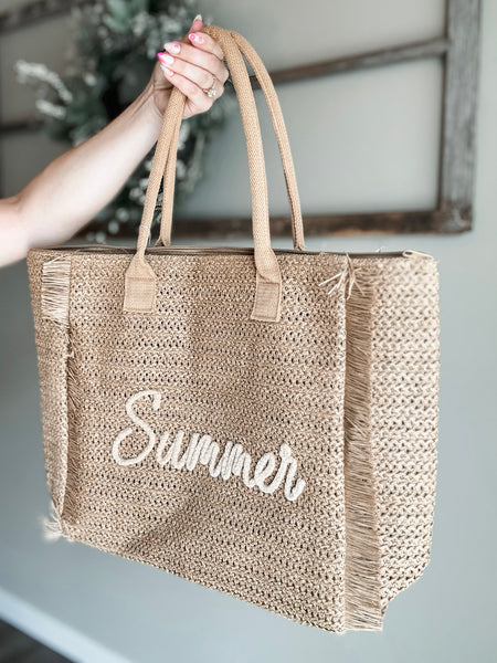 Summer Escape Straw Tote - Tan
