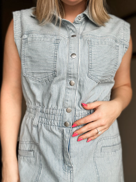 Aliza Stripe Denim Dress