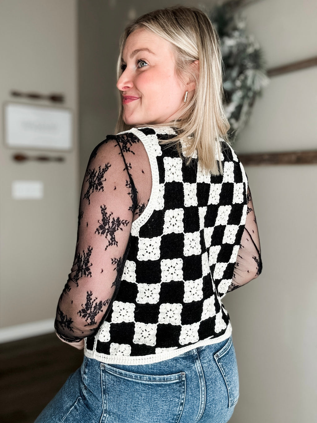 Ethel Crochet Checkered Vest