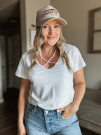 Whitley Criss Cross Tee - White - SIZE SMALL