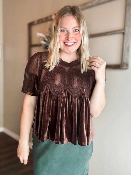 Cambri Velvet Babydoll Top