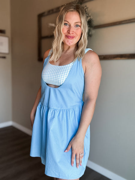Set Point Gingham Active Dress - SIZE MEDIUM