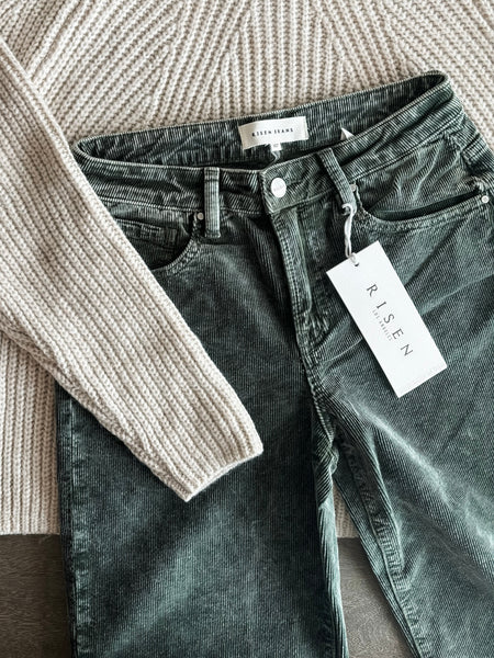 Miller Wide Leg Corduroy Pants - Forest