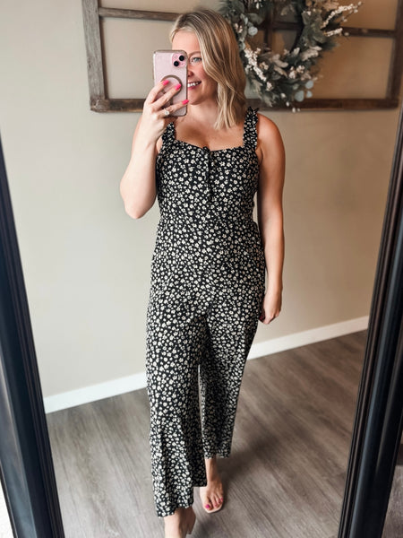 Tilly Floral Jumpsuit - Black