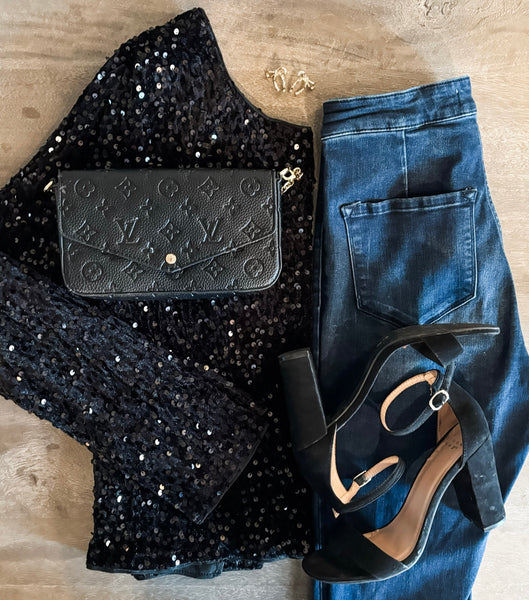 Pop The Bubbly Sequin Top - SIZE MEDIUM