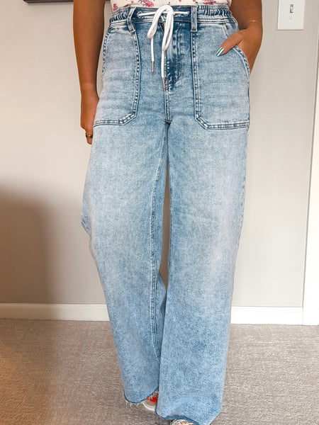Kateri Drawstring Wide Leg Denim