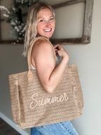 Summer Escape Straw Tote - Tan