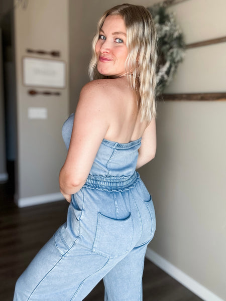 Odessa Washed Strapless Jumpsuit