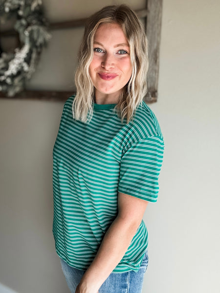 Jensen Stripe Basic Tee - Green
