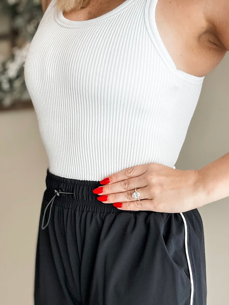 Rhea Ribbed Crop Tank - White
