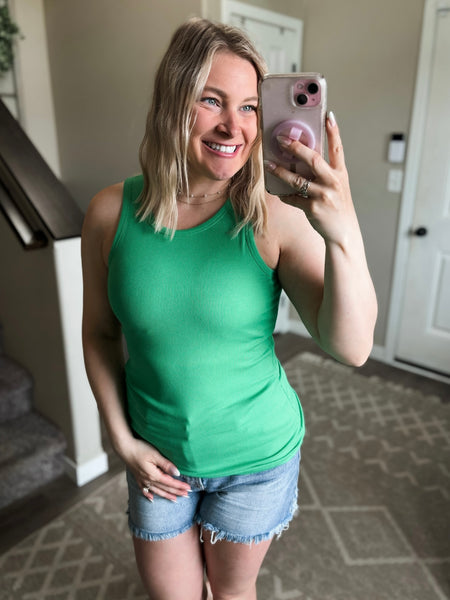 Kiri Micro-Ribbed Tank Top - Green