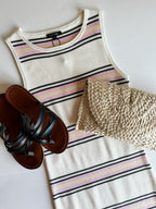 Striped Knit Sleeveless Mini Dress