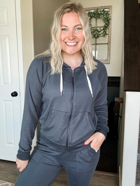Skye Hacci Lounge Zip Jacket - Ash Grey