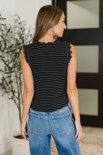 Doodle Me In Lettuce Round Neck Top RL - Black/White