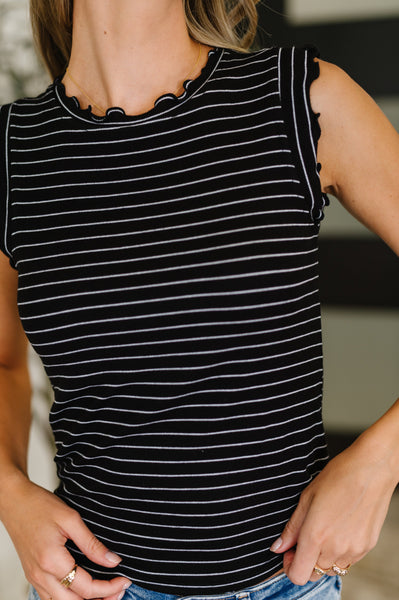 Doodle Me In Lettuce Round Neck Top RL - Black/White