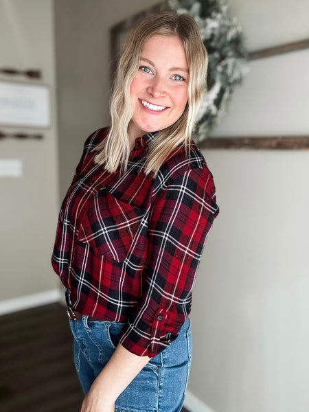 Ember Plaid Button Up