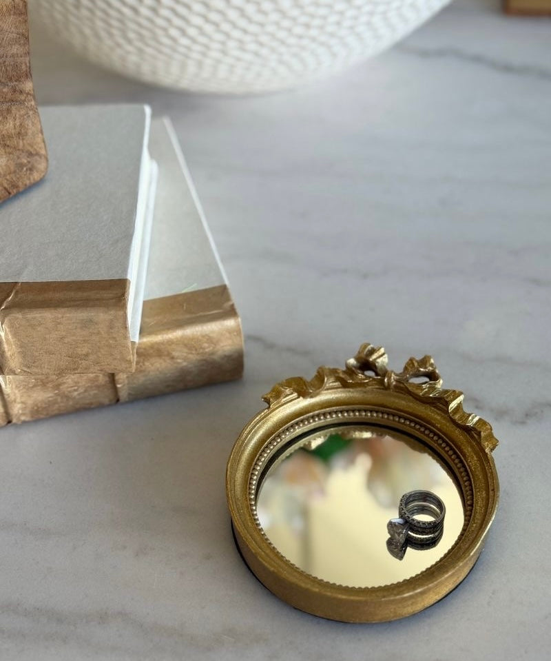 Vintage Bow Mirror Trinket Tray