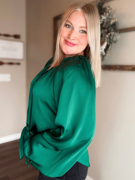 Evette Satin Front Tie Top