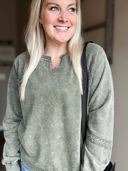 Annalisa Lace Patchwork Sweatshirt - SIZE MEDIUM