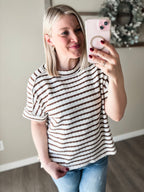 Sollie Striped Boxy Top - Brown - SIZE L/XL