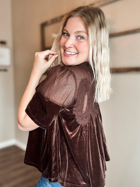 Cambri Velvet Babydoll Top