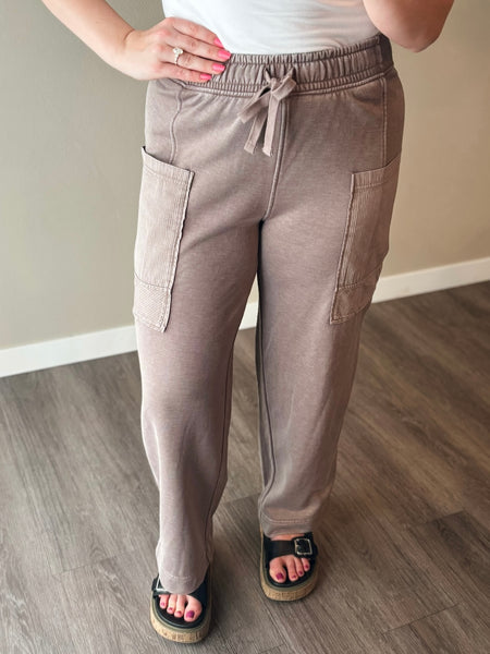Laela French Terry Cargo Pant - Mocha