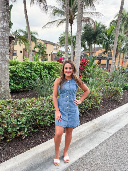Kenedi Button Front Denim Dress