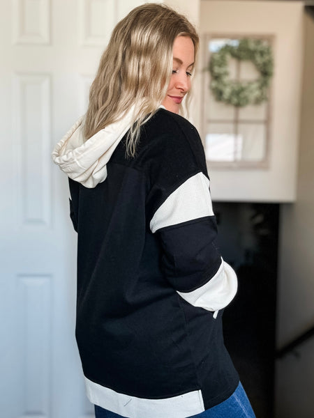 PREORDER Kaelyn Contrast Button Up Hoodie