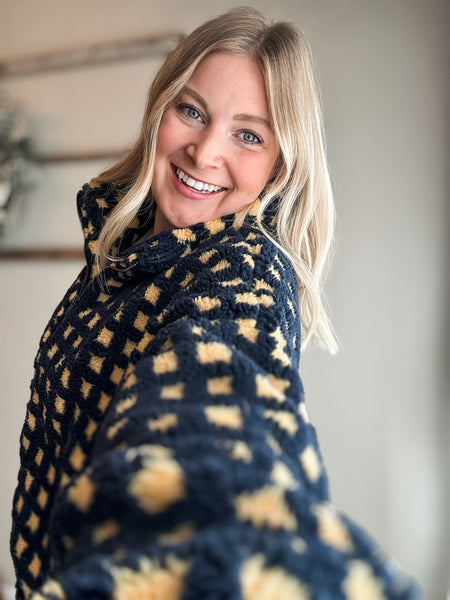 Vallie Fuzzy Sherpa Jacket - Navy