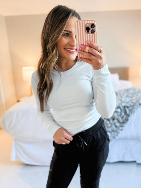 Mella Micro-Ribbed Long Sleeve - Baby Blue