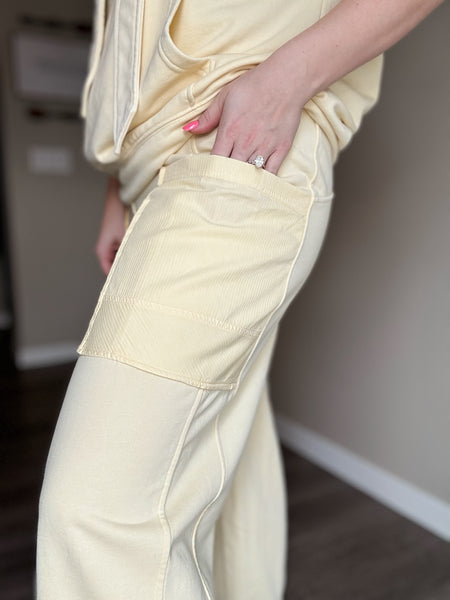 Laela French Terry Cargo Pant - Yellow