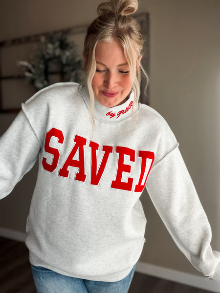 PREORDER Saved By Grace Mock Neck Sweatshirt